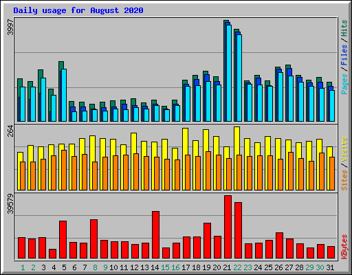 Daily usage for August 2020