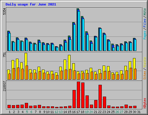 Daily usage for June 2021