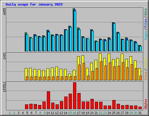 Daily usage for January 2022