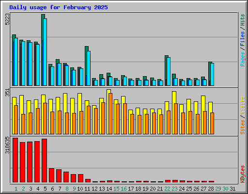 Daily usage for February 2025