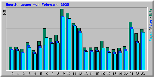 Hourly usage for February 2023